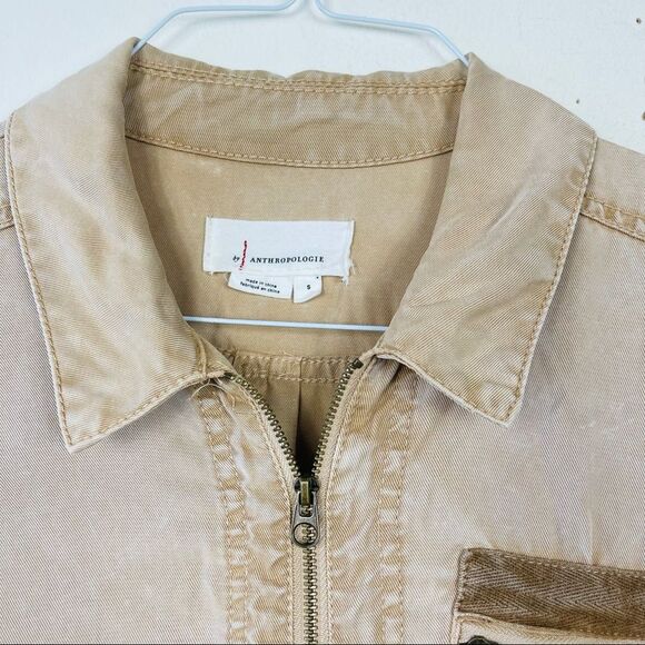 Anthropologie Ivy Utility Zip Up Tencel Romper One Piece Jumpsuit Yellow S - Picture 6 of 15